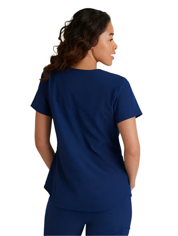 Skechers™ Vitality by Barco Electra 3-Pocket Ribbed V-Neck Scrub Top - Navy