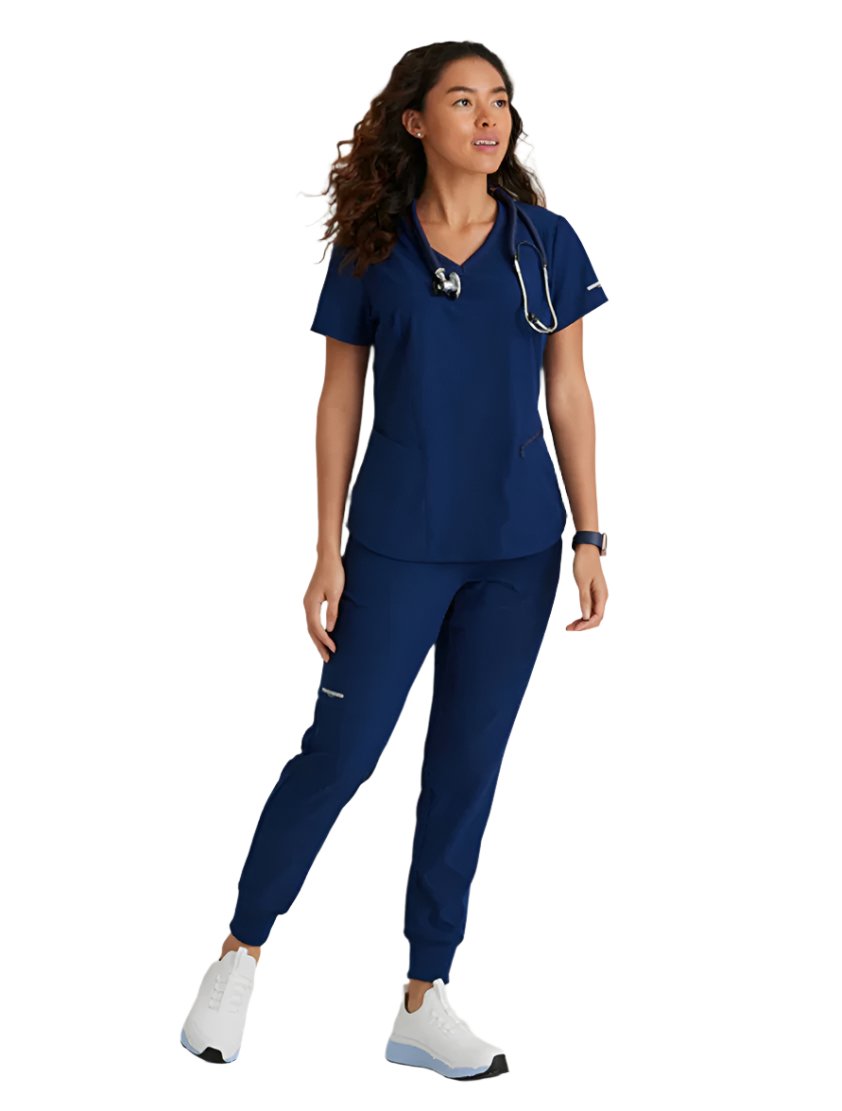 Skechers™ Vitality by Barco Electra 3-Pocket Ribbed V-Neck Scrub Top - Navy