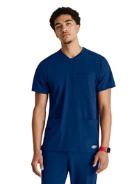 Grey's Anatomy Stretch™ by Barco Thesis 3-Pocket Round Neck Scrub Top - Navy