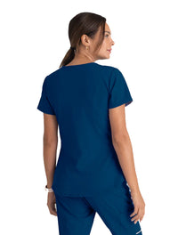 Skechers™ by Barco Breeze 3-Pocket Curve-d VNeck Scrub Top-Navy