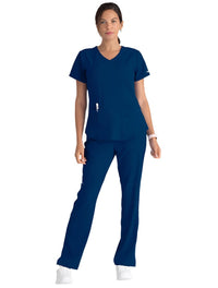 Skechers™ by Barco Breeze 3-Pocket Curve-d VNeck Scrub Top-Navy