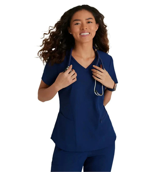 Skechers™ Vitality by Barco Electra 3-Pocket Ribbed V-Neck Scrub Top - Navy