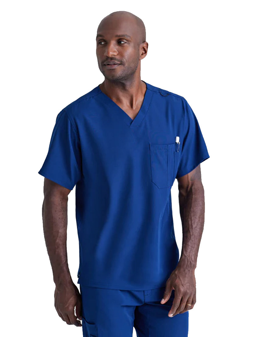 SKECHERS™ by Barco Structure 1-Pocket V-Neck Scrub Top-Navy