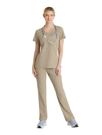 SKECHERS™ by Barco Reliance 3-Pocket Crossover V-Neck Scrub Top-New Khaki