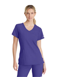 SKECHERS™ by Barco Reliance 3-Pocket Crossover V-Neck Scrub Top-New Grape