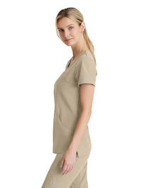 SKECHERS™ by Barco Reliance 3-Pocket Crossover V-Neck Scrub Top-New Khaki