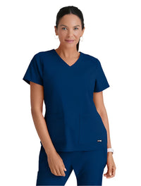 Grey's Anatomy Stretch™ by Barco Emma 4-Pocket V-Neck Scrub Top-Indigo