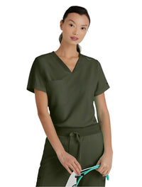 Grey's Anatomy Stretch™ by Barco  Bree 1-Pocket Tuck-In Scrub Top-Olive