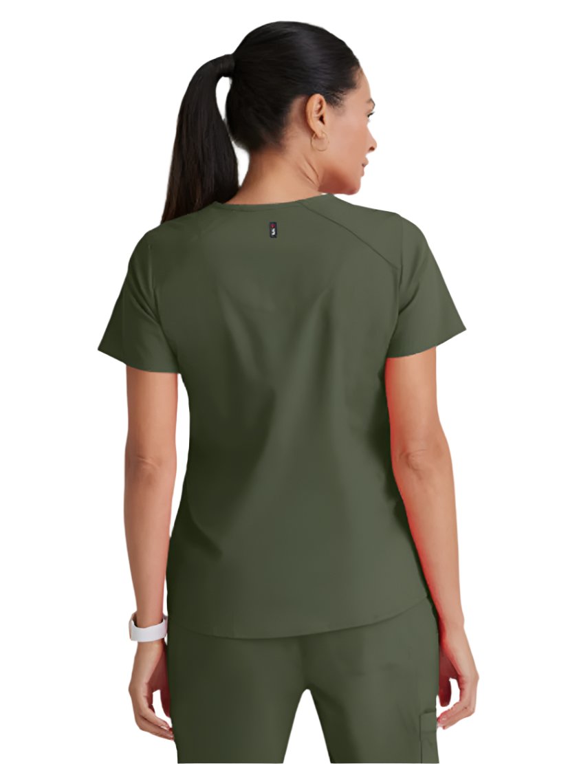 Grey's Anatomy Stretch™ by Barco Emma 4-Pocket V-Neck Scrub Top-Olive