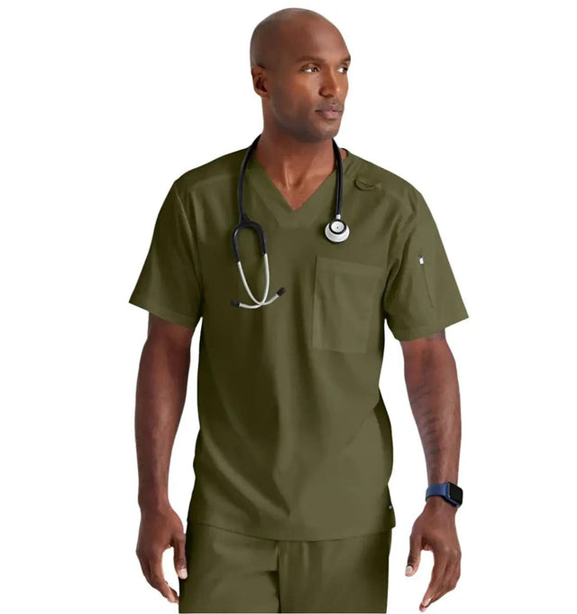 Grey's Anatomy Stretch™ by Barco Murphy 2-Pocket V-Neck Scrub Top-Olive