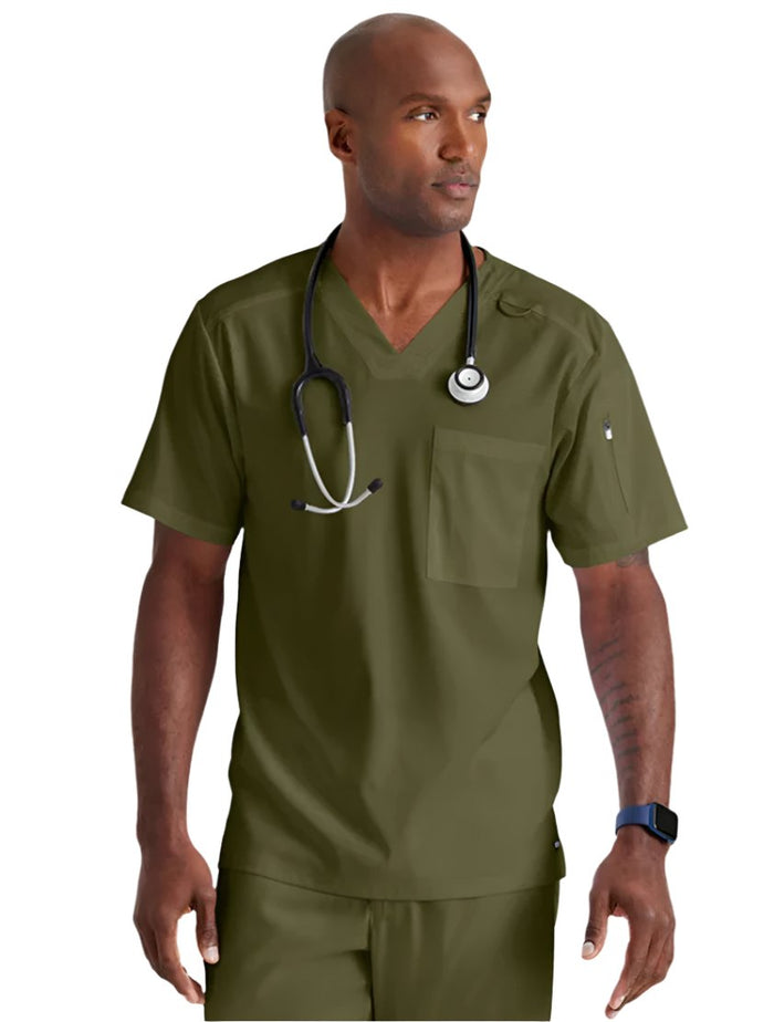 Grey's Anatomy Stretch™ by Barco Murphy 2-Pocket V-Neck Scrub Top-Olive
