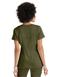 Grey's Anatomy Stretch™ by Barco Serena 3-Pocket Curved V-Neck Scrub Top-Olive