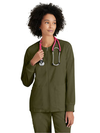 Grey's Anatomy Stretch™ by Barco  Gianna 5-Pocket Crewneck Scrub Jacket-Olive