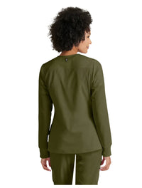 Grey's Anatomy Stretch™ by Barco  Gianna 5-Pocket Crewneck Scrub Jacket-Olive