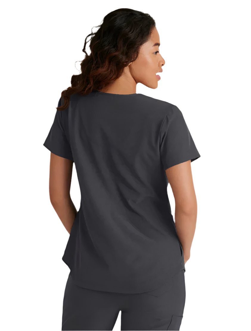 Skechers™ Vitality by Barco Electra 3-Pocket Ribbed V-Neck Scrub Top - Pewter