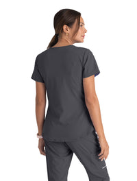 Skechers™ by Barco Breeze 3-Pocket Curved V-Neck Scrub Top-Pewter