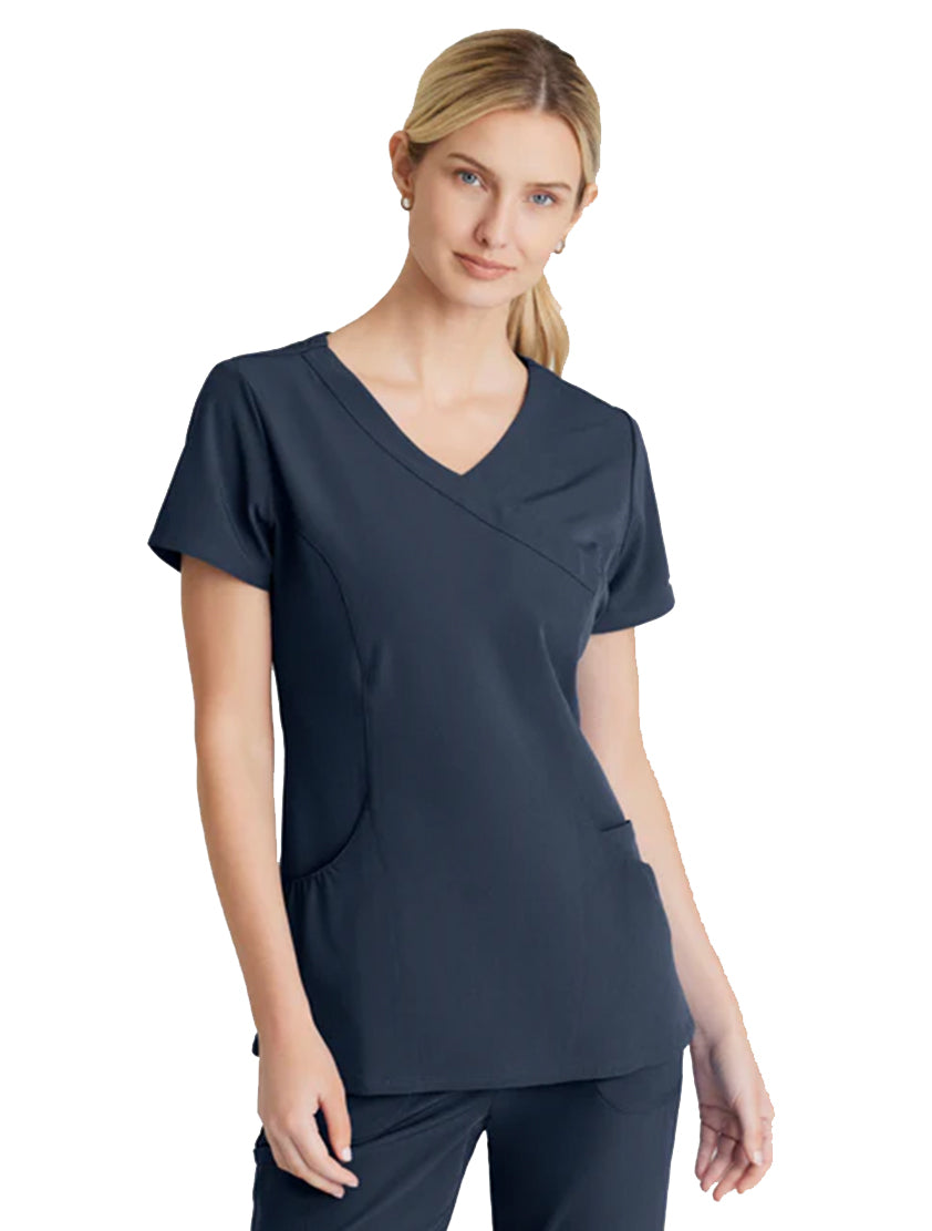 Skechers™ Vitality by Barco Charge 3-Pocket Crossover Scrub Top - Pewter