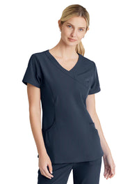 Skechers™ Vitality by Barco Charge 3-Pocket Crossover Scrub Top - Pewter