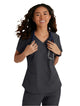 Skechers™ Vitality by Barco Electra 3-Pocket Ribbed V-Neck Scrub Top - Pewter