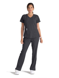 Skechers™ by Barco Breeze 3-Pocket Curved V-Neck Scrub Top-Pewter