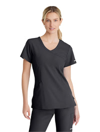 SKECHERS™ by Barco Reliance 3-Pocket Crossover V-Neck Scrub Top-Pewter