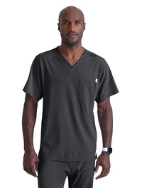 SKECHERS™ by Barco Structure 1-Pocket V-Neck Scrub Top-Pewter