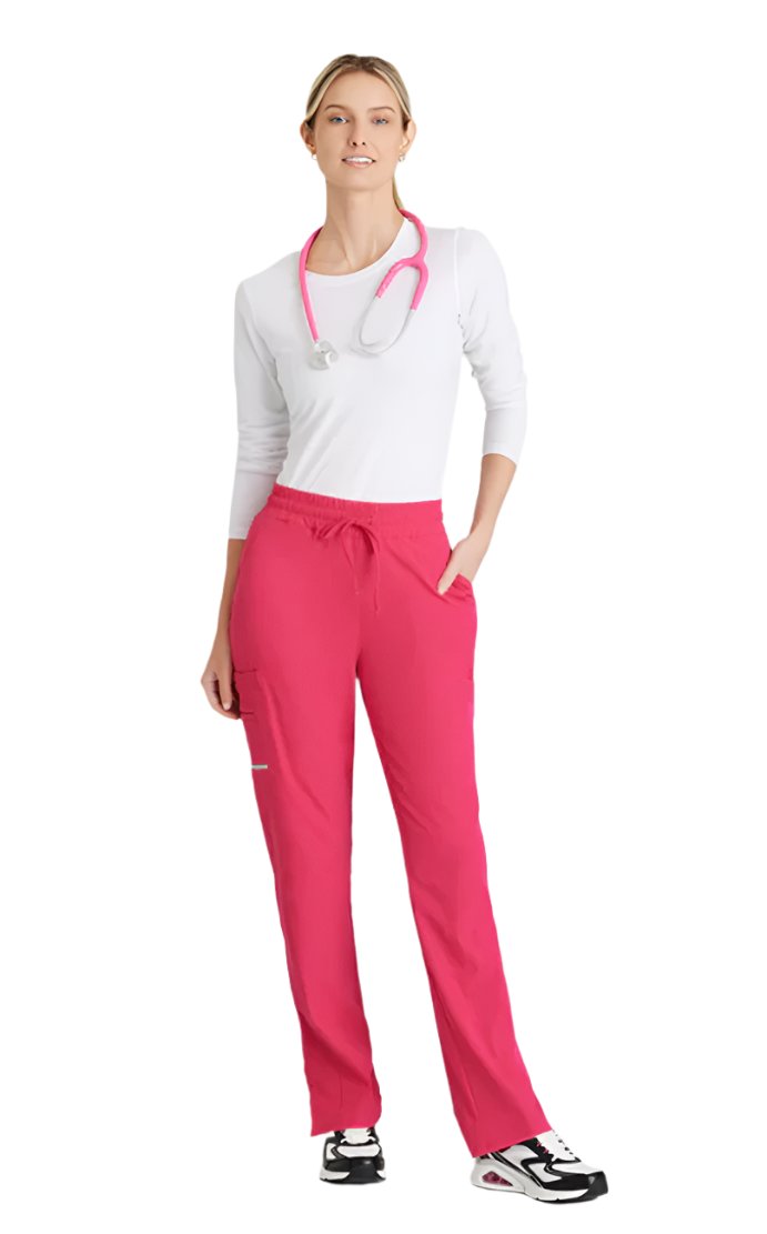 SKECHERS™ by barco Gamma 6-Pocket Mid-Rise Tapered Leg Scrub Pant-Vibrance Pink