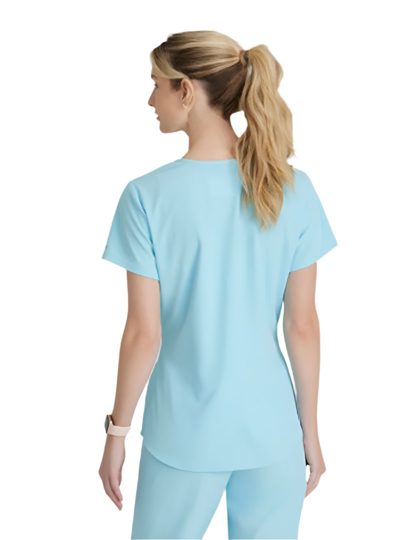 Skechers™ by Barco Breeze 3-Pocket Curved V-Neck Scrub Top-Poolside Blue