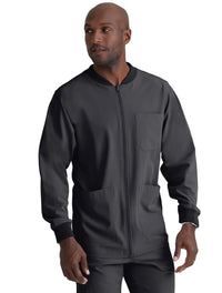 SKECHERS™ by Barco Structure 3-Pocket Crewneck Warmup Scrub Jacket-Pewter