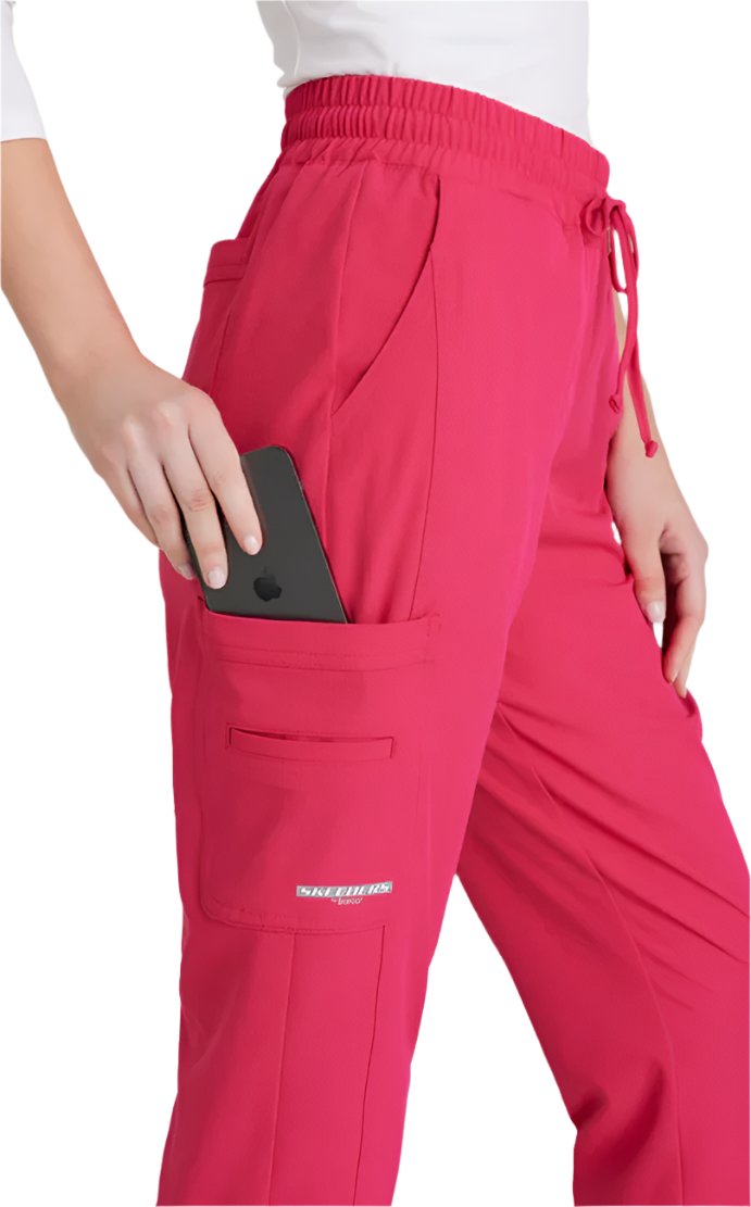 SKECHERS™ by barco Gamma 6-Pocket Mid-Rise Tapered Leg Scrub Pant-Vibrance Pink