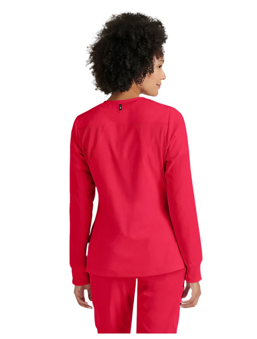 Grey's Anatomy Stretch™ by Barco  Gianna 5-Pocket Crewneck Scrub Jacket-Scarlet Red