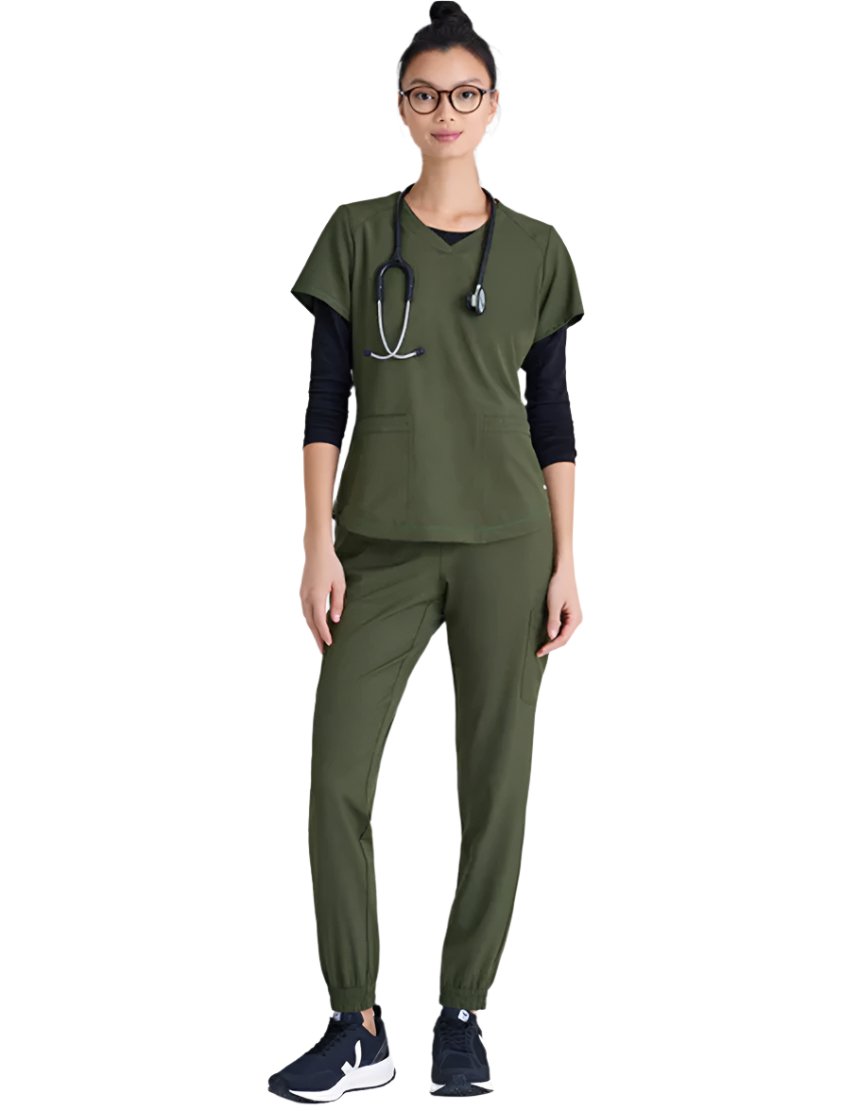 Grey's Anatomy™ Evolve by Barco Rhythm 2-Pocket CICLO® Scrub Top-Fern
