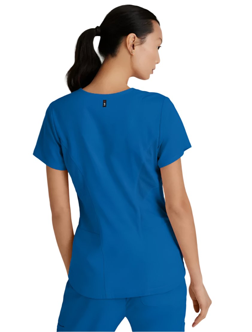 Grey's Anatomy Stretch™ by Barco Carly 3-Pocket Curved V-Neck Scrub Top-Royal Blue