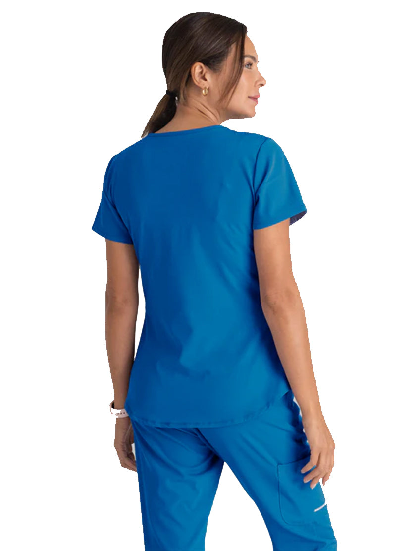 Skechers™ by Barco Breeze 3-Pocket Curve-d VNeck Scrub Top-New Royal