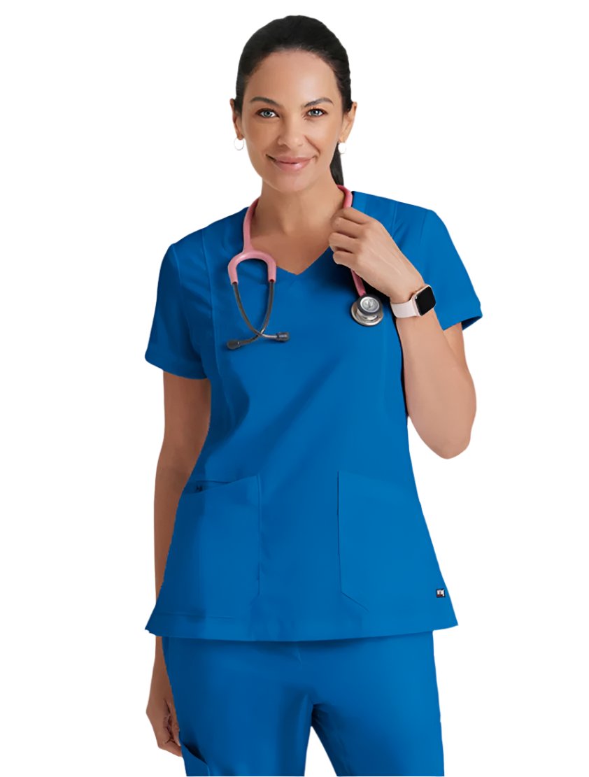 Grey's Anatomy™ by Barco Kira Zipper-Pocket Scrub Top-New Royal