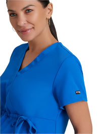 Grey's Anatomy™ by Barco Lilah 2-Pocket Mock Wrap Maternity Scrub Top-New Royal