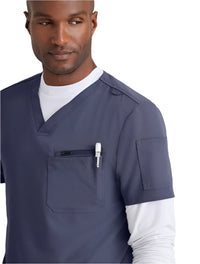 Barco Unify™ by Barco RALLY 3-POCKET V-NECK SCRUB TOP - Steel