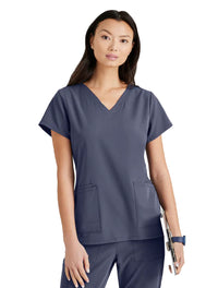 Barco Unify™ by Barco PURPOSE 4-POCKET V-NECK SCRUB TOP -  Steel