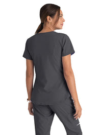 Skechers™ by Barco Breeze 3-Pocket Curve-d VNeck Scrub Top-Steel