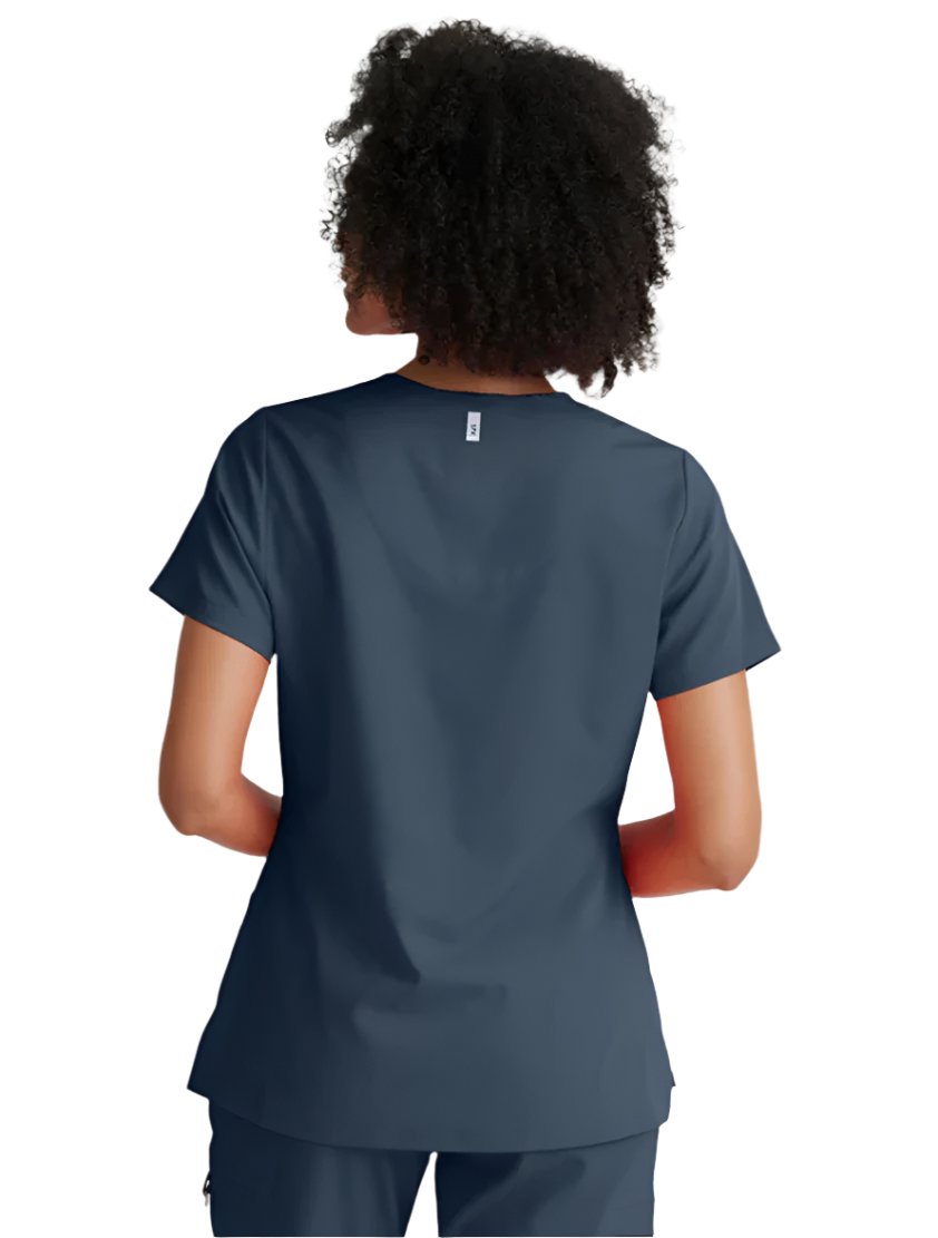 Grey's Anatomy Stretch™ by Barco  Bree 1-Pocket Tuck-In Scrub Top-Steel