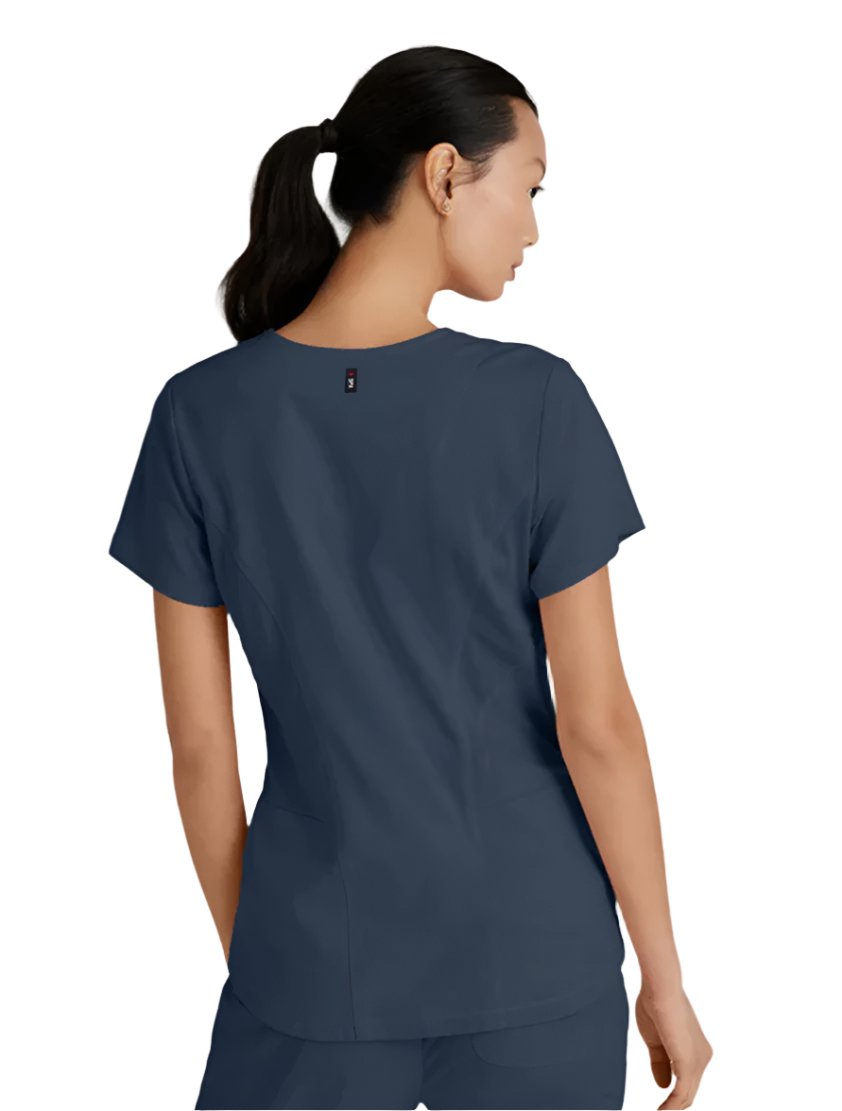 Grey's Anatomy Stretch™ by Barco Carly 3-Pocket Curved V-Neck Scrub Top-Steel