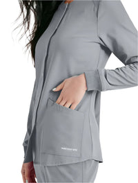 SKECHERS™ by Barco Stabilty 2-Pocket Crewneck Snap-Front Scrub Jacket - Moonstruck