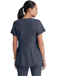 Grey's Anatomy™ by Barco Lilah 2-Pocket Mock Wrap Maternity Scrub Top-Steel