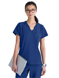 Grey's Anatomy™ Evolve by Barco Sway 1-Pocket Banded V-Neck  Scrub Top-Extra LG-Indigo