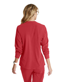 SKECHERS™ by Barco Stabilty 2-Pocket Crewneck Snap-Front Scrub Jacket - True Red