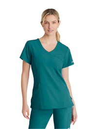 SKECHERS™ by Barco Reliance 3-Pocket Crossover V-Neck Scrub Top-Teal