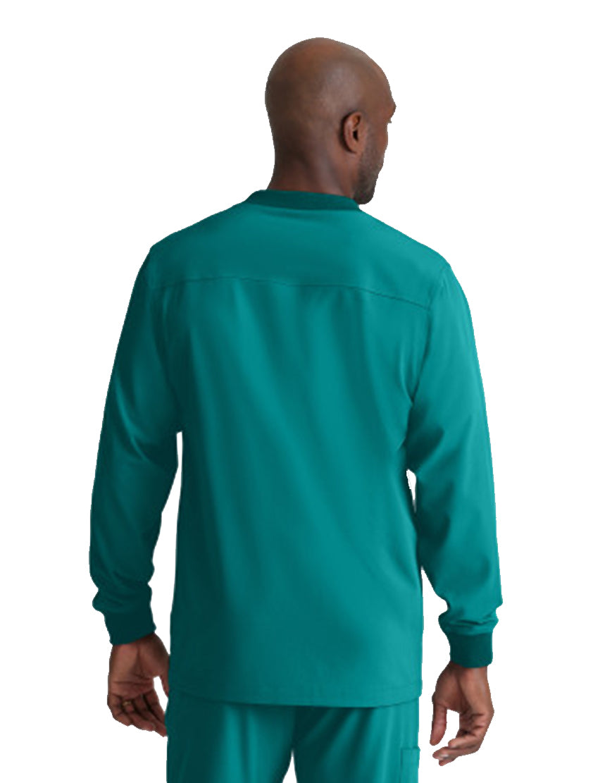 SKECHERS™ by Barco Structure 3-Pocket Crewneck Warmup Scrub Jacket-Teal