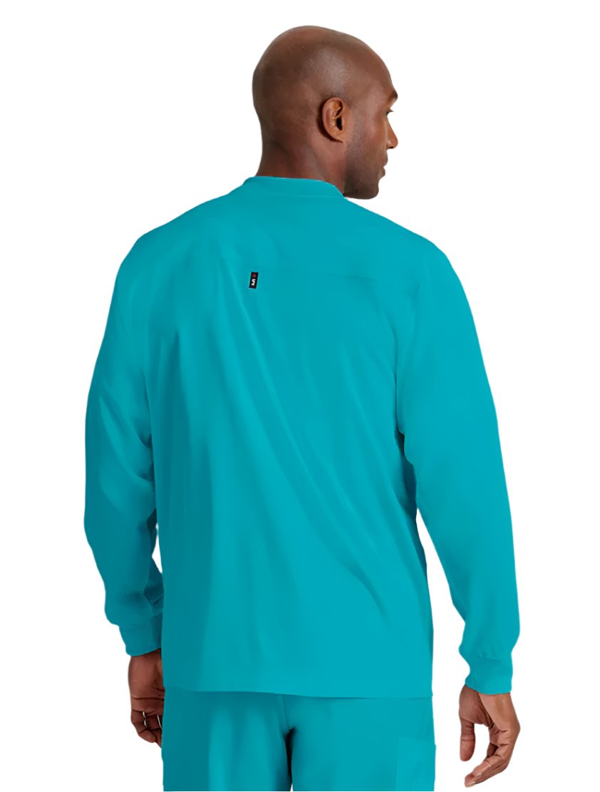 Grey's Anatomy Stretch™ by Barco React 5-Pocket Crewneck Warmup Scrub Jacket-Teal