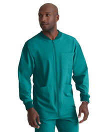 SKECHERS™ by Barco Structure 3-Pocket Crewneck Warmup Scrub Jacket-Teal