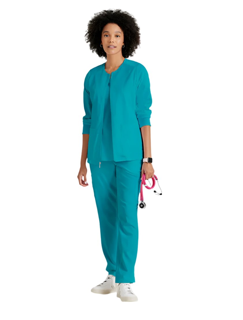 Grey's Anatomy Stretch™ by Barco  Gianna 5-Pocket Crewneck Scrub Jacket-Teal